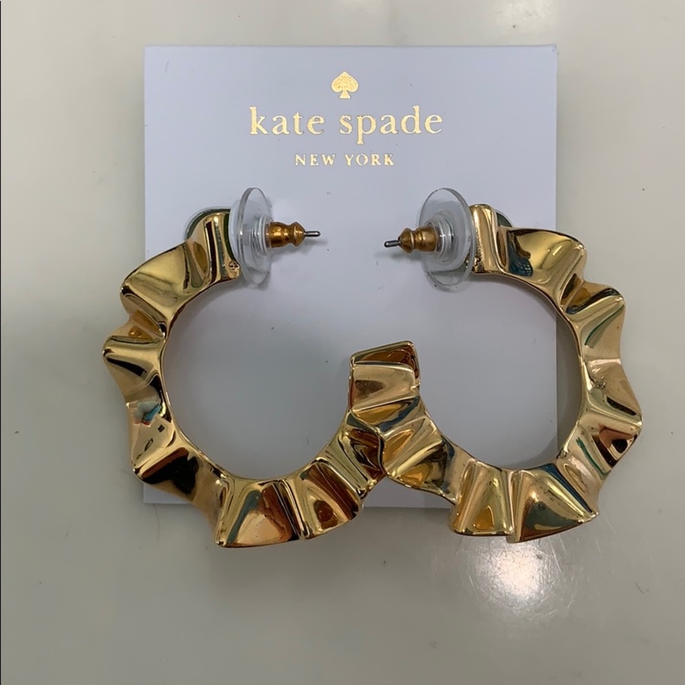 Kate spade gold wavy hoop earrings